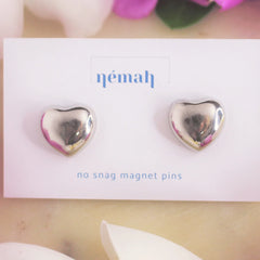 Silver Heart Strong Magnetic Pins (set of 2)