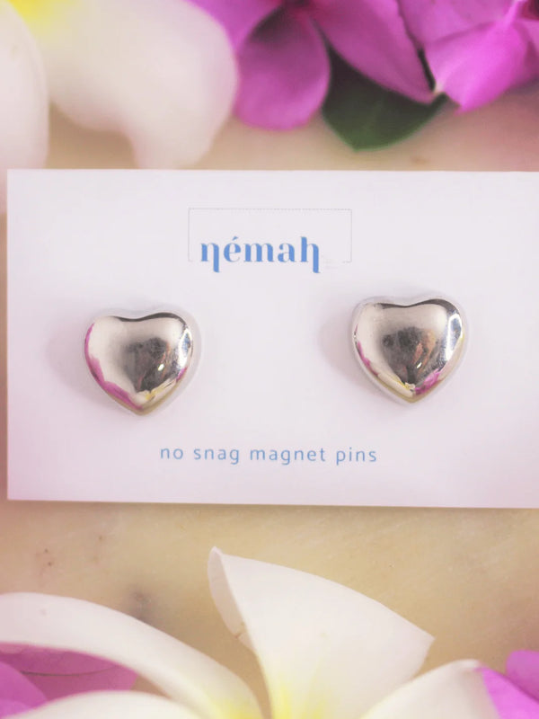Silver Heart Strong Magnetic Pins (set of 2)