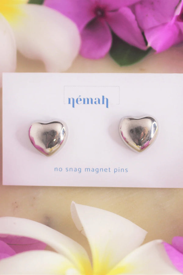 Silver Heart Strong Magnetic Pins (set of 2)