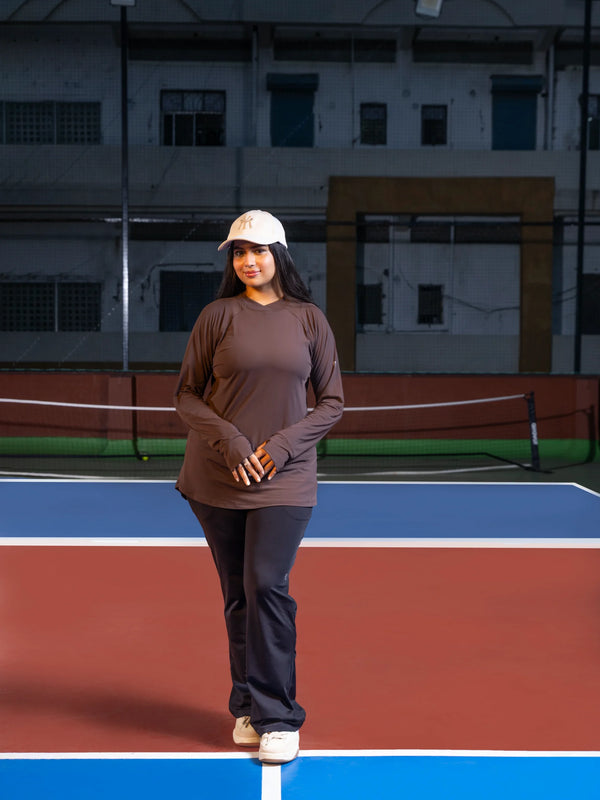 Mocha Curved Hem Activewear Top