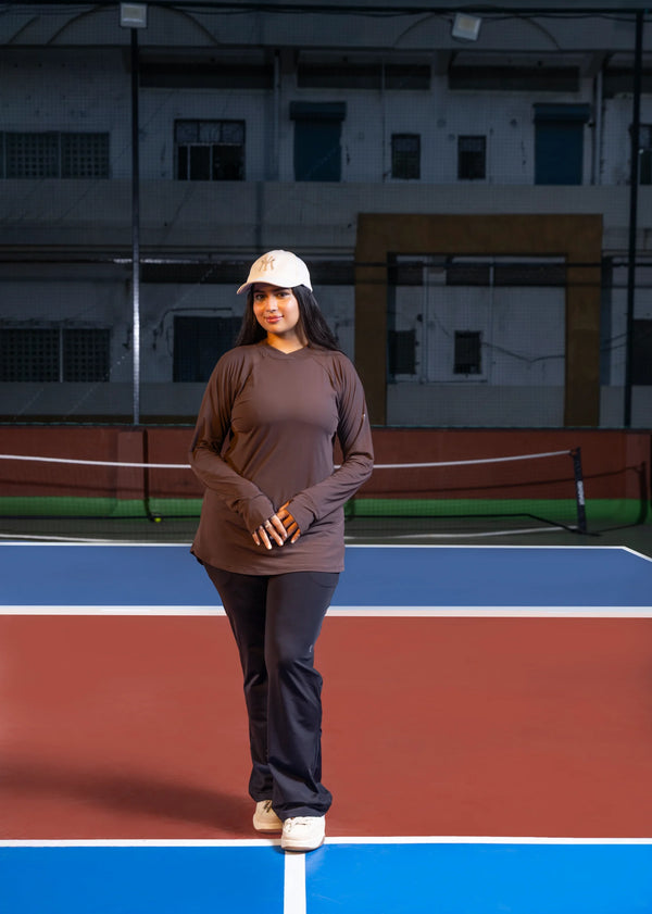 Mocha Curved Hem Activewear Top