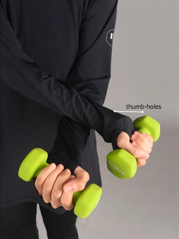 Black Curved Hem Activewear Top