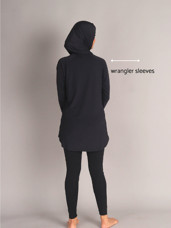 Black Curved Hem Activewear Top