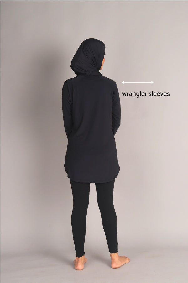 Black Curved Hem Activewear Top