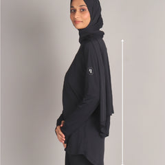 Black Curved Hem Activewear Top