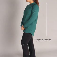 Bottle Green Curved Hem Activewear Top