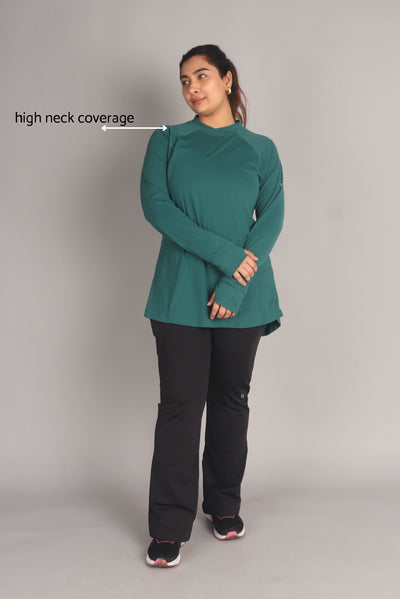 Bottle Green Curved Hem Activewear Top