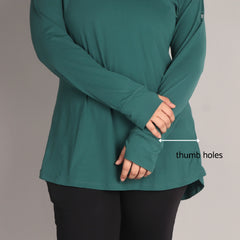 Bottle Green Curved Hem Activewear Top