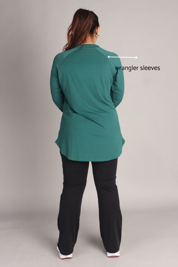 Bottle Green Curved Hem Activewear Top