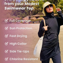 Black Marmaris Burkini Top