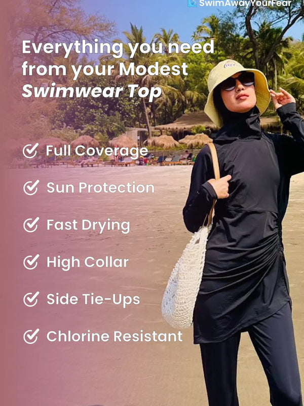 Black Marmaris Burkini Top