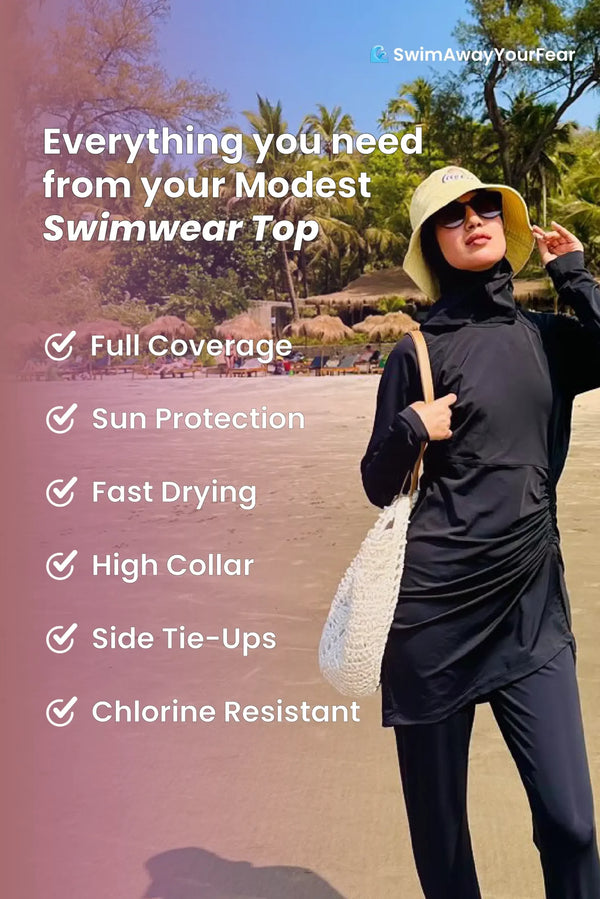 Black Marmaris Burkini Top