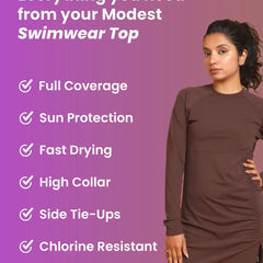 Brown Marmaris Burkini Top