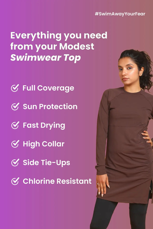 Brown Marmaris Burkini Top