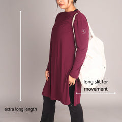 Maroon Long Activewear T-Shirt