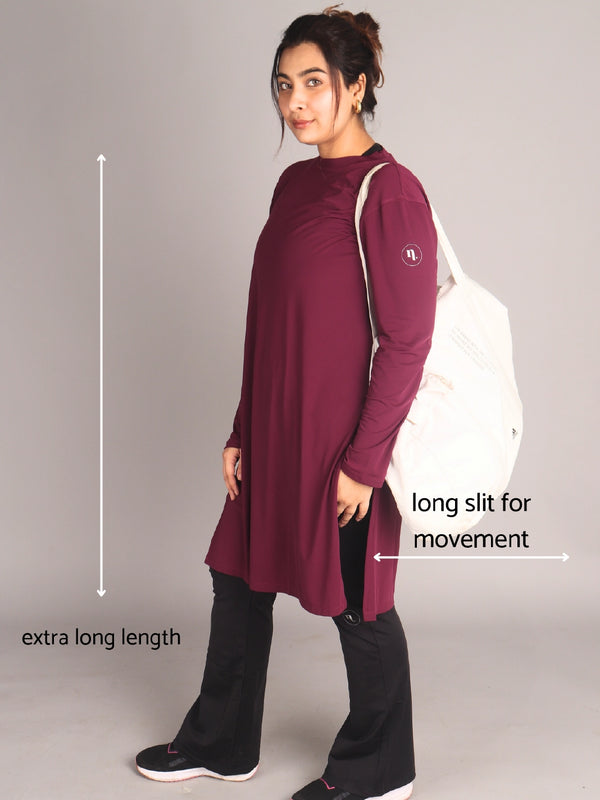 Maroon Long Activewear T-Shirt