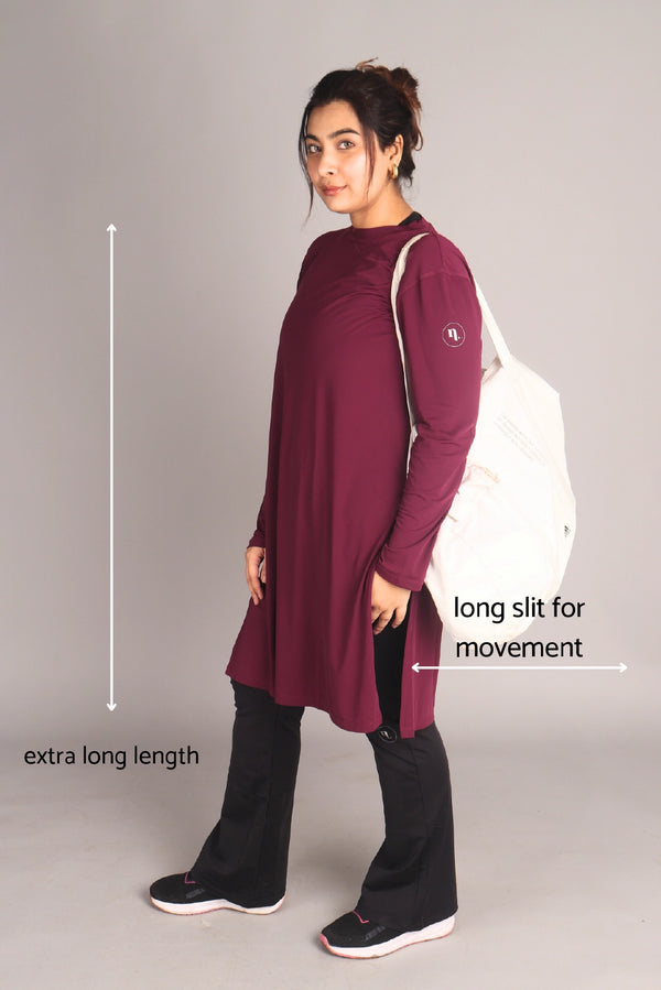 Maroon Long Activewear T-Shirt