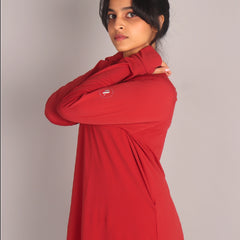 Red Curved Hem Activewear Top