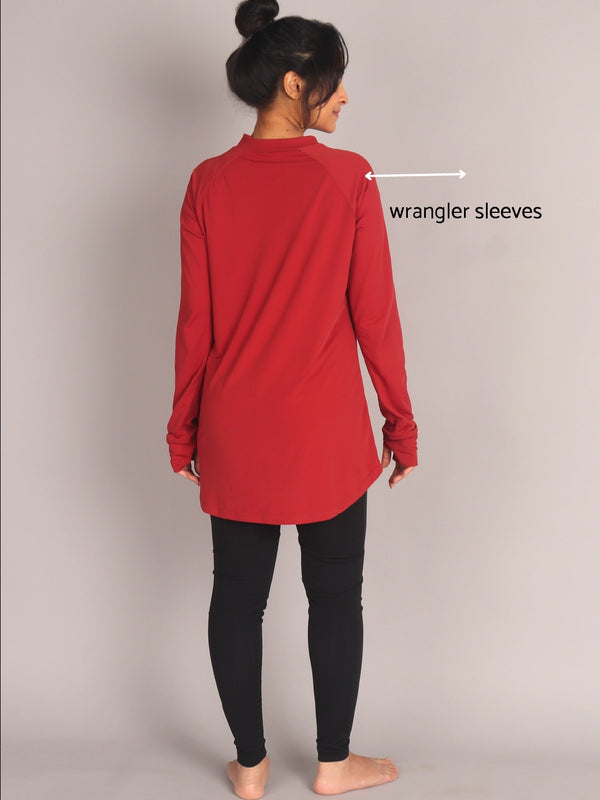Red Curved Hem Activewear Top