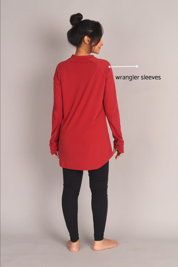 Red Curved Hem Activewear Top