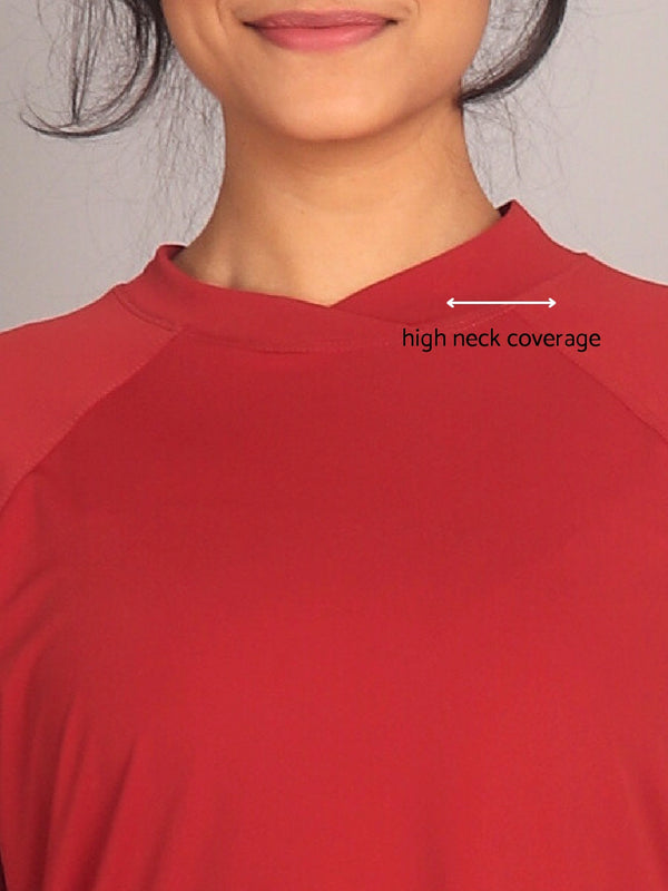 Red Curved Hem Activewear Top