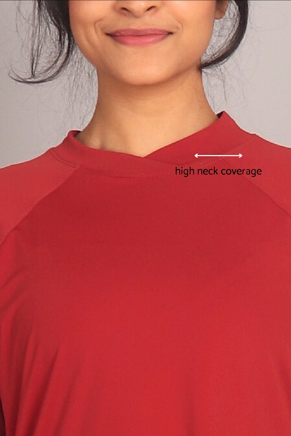 Red Curved Hem Activewear Top