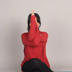 Red Curved Hem Activewear Top