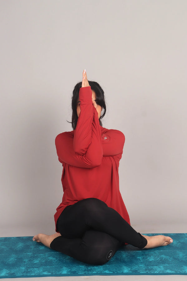 Red Curved Hem Activewear Top