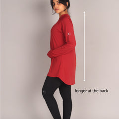 Red Curved Hem Activewear Top